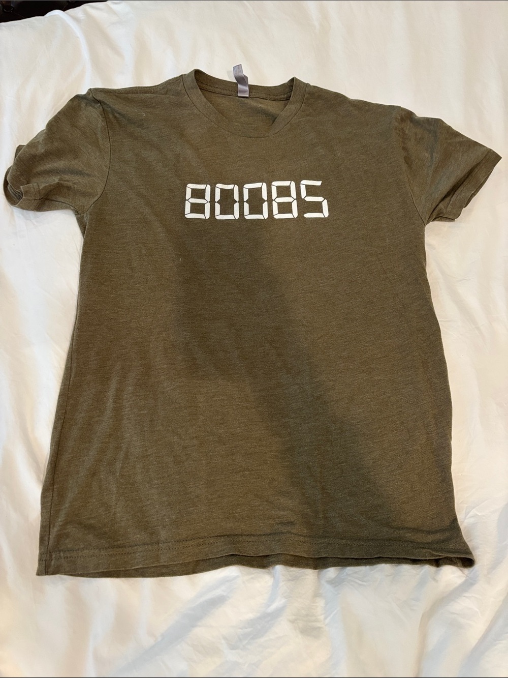 Next Level Apparel Olive Green Short Sleeve Tee with White Digital Graphic